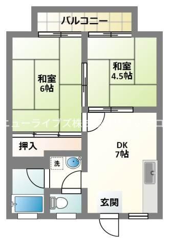小林ハイツ(2DK/2階)の間取り写真