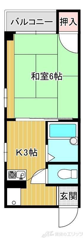 松下ビル(1K/4階)の間取り写真