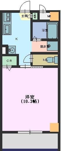 ＪＲ山陽本線 西条駅(広島) 徒歩9分 6階建 築22年(1K/3階)の間取り写真