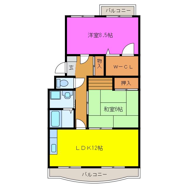 サンステージ(2LDK/2階)の間取り写真