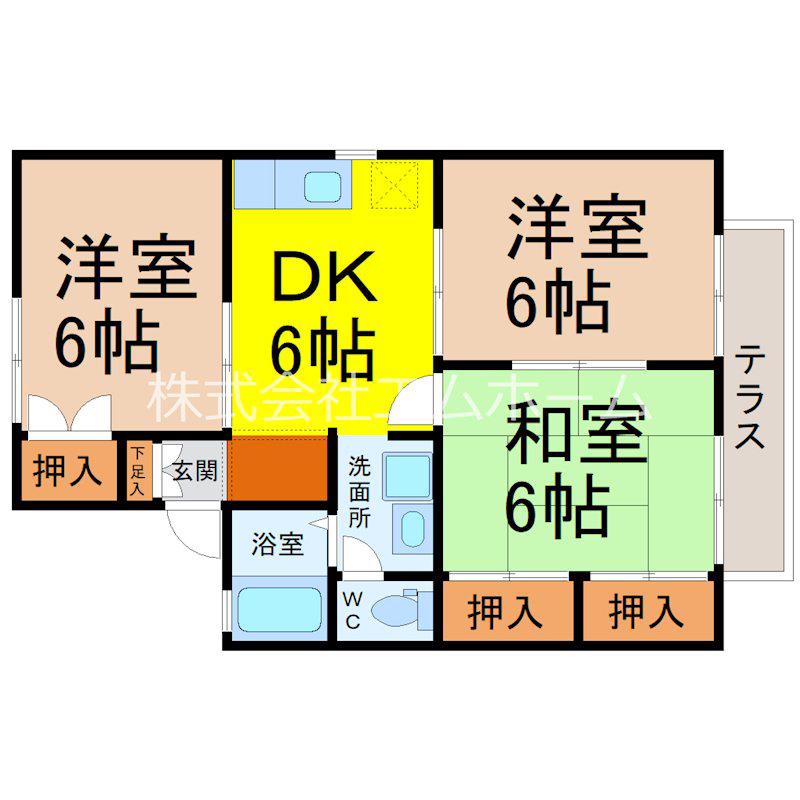 コーポシオン A棟(3DK/1階)の間取り写真