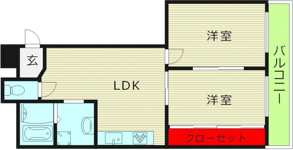 シャンボール関目(2LDK/2階)の間取り写真