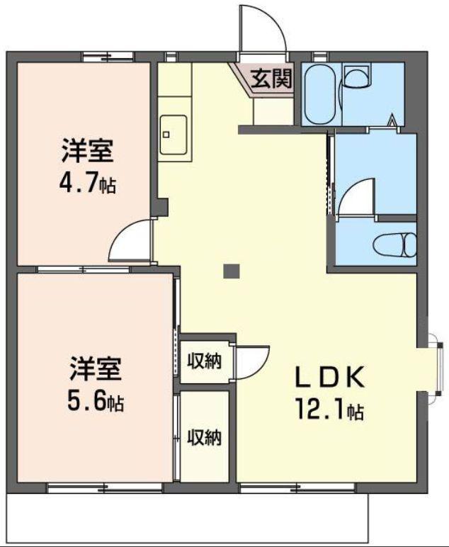 サンドルフ津田沼(2LDK/1階)の間取り写真