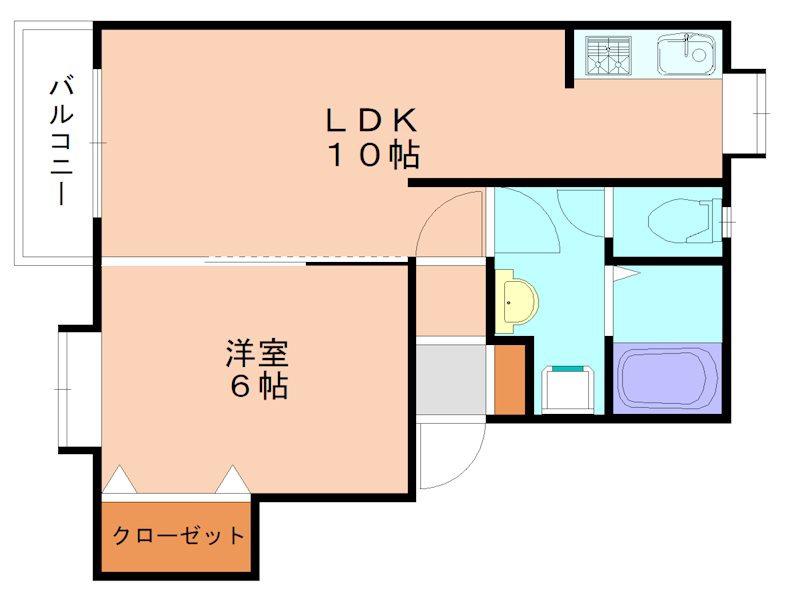 シャングリラII番館(1LDK/2階)の間取り写真