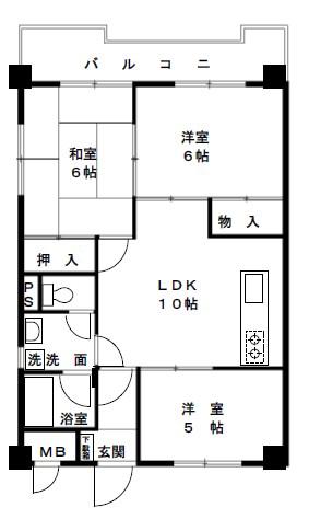 ファミール中原(3LDK/3階)の間取り写真