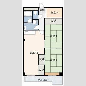 第二大嶽ビル(2LDK/7階)の間取り写真