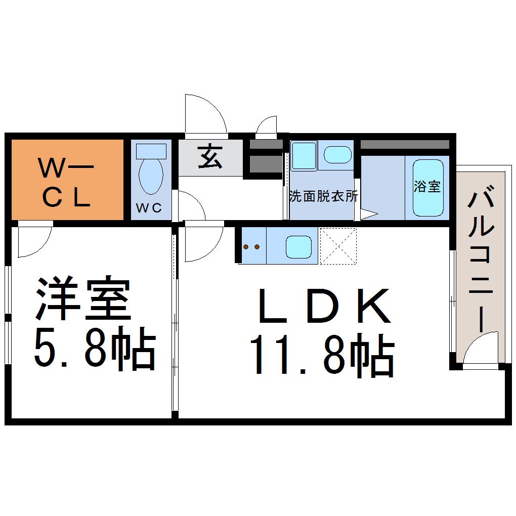 フジパレス園田II番館(1LDK/1階)の間取り写真