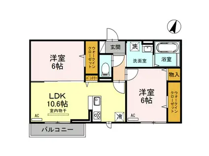 コンフォール 302(2LDK/3階)の間取り写真