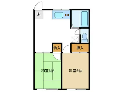 サンセリテ朝山(2DK/2階)の間取り写真