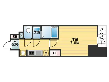 プレサンス北浜レガーロ(1K/13階)の間取り写真