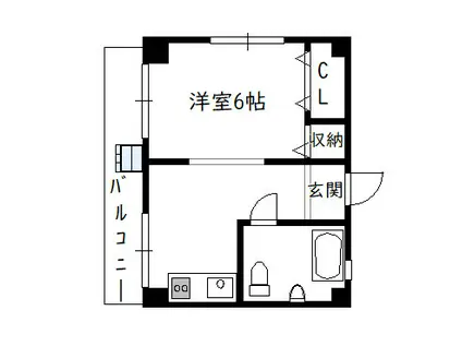 瀬尾第5ビル(1K/4階)の間取り写真