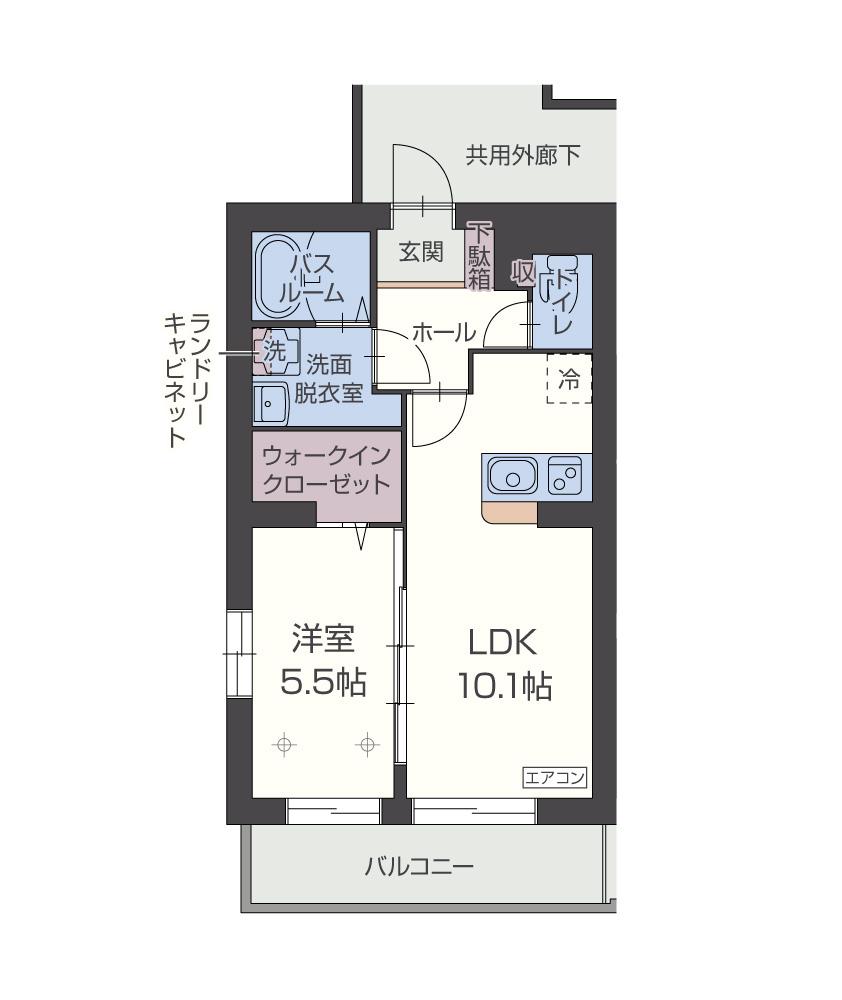 カーム ビスタ(1LDK/2階)の間取り写真