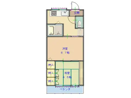 扇原コーポ(2DK/2階)の間取り写真