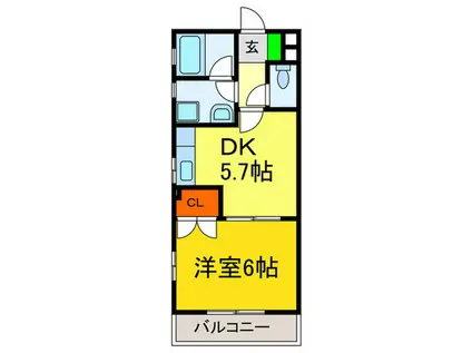 シェモア(1DK/2階)の間取り写真