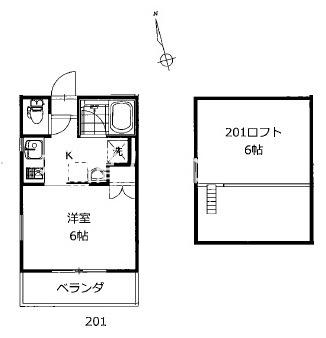 三高・クラウンライフII(1K/2階)の間取り写真
