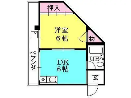 大喜ビル(1DK/3階)の間取り写真