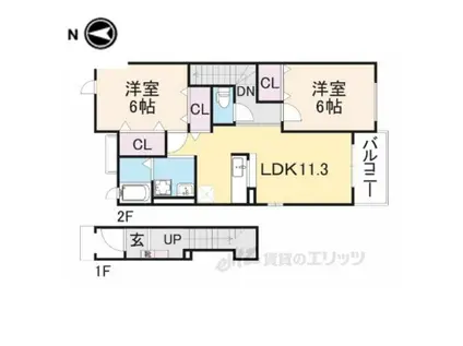 ベルファミーユⅠ 1番館(2LDK/2階)の間取り写真