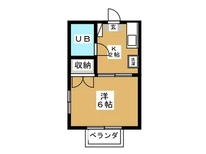 コーポキシノ(1K/2階)の間取り写真