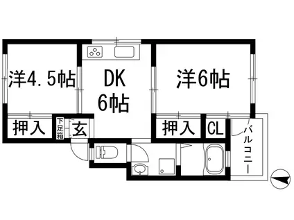桜荘マンション(2DK/3階)の間取り写真
