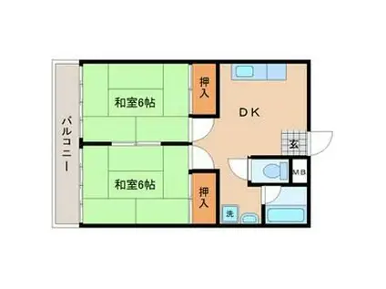 平林ハイツI(2DK/4階)の間取り写真