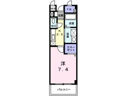シャン・ド・フルール岸和田(1K/2階)の間取り写真