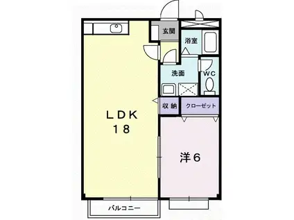 エリールおかもと12号(1LDK/2階)の間取り写真