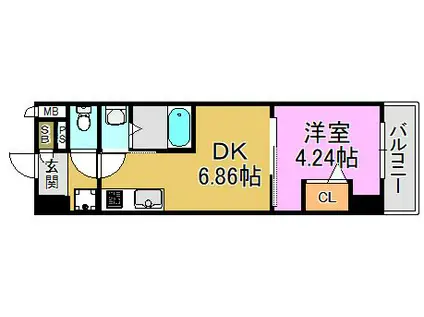 ドムス吉田(1DK/7階)の間取り写真