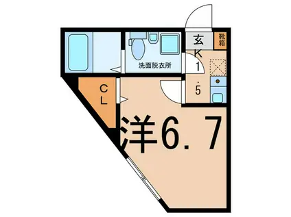 SUPERIOR鶴見花月園II(1K/3階)の間取り写真