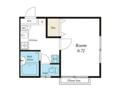 リリックコートスカイII(1K/2階)の間取り写真