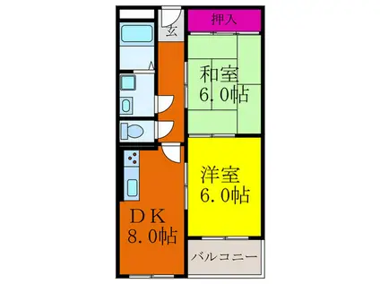 せんちゅりーみしま(2DK/3階)の間取り写真