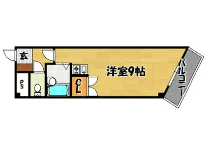 大橋マンション(ワンルーム/2階)の間取り写真