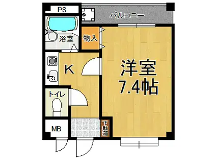 フォンテーヌ武庫之荘(1K/2階)の間取り写真