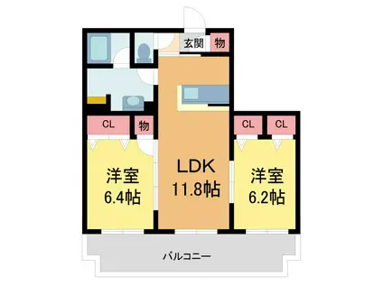 アイエフメゾン上甲子園(2LDK/1階)の間取り写真