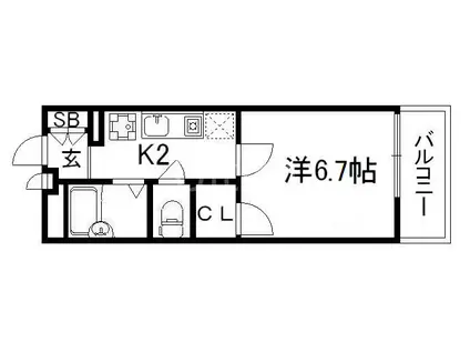 レオパレス三井田II(1K/1階)の間取り写真