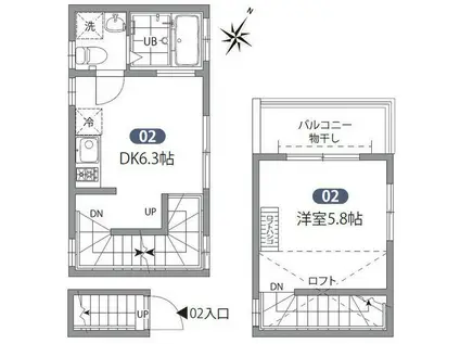 グランエッグス新大塚W(1DK/2階)の間取り写真