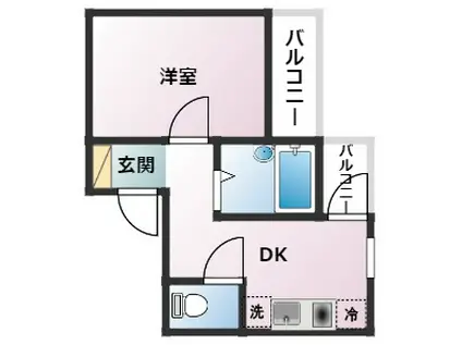 アメニティ東神戸(1DK/2階)の間取り写真