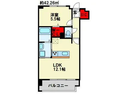 アースコートYSシティ津田新町(1LDK/4階)の間取り写真