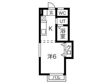 清和ハイム(ワンルーム/1階)の間取り写真
