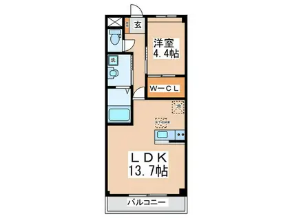 グランドフィルコース(1LDK/1階)の間取り写真