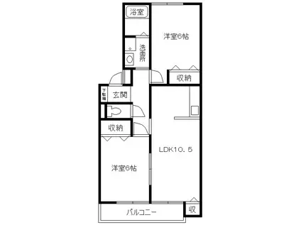 サニーコートII(2LDK/2階)の間取り写真