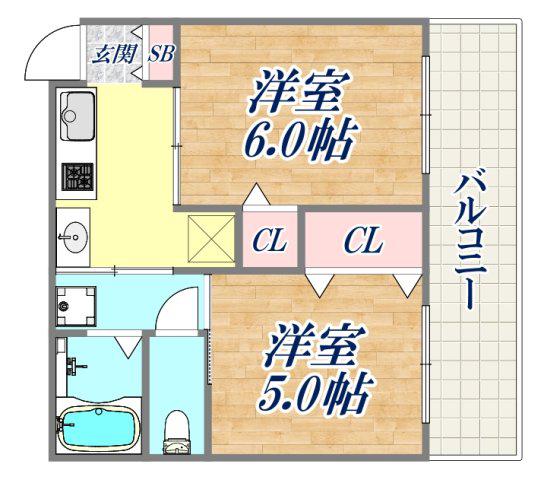 新芳地ビル(2K/3階)の間取り写真