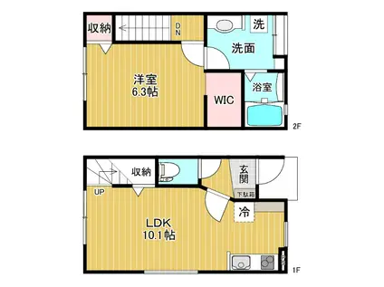 ジオコート上赤江 A棟(1LDK/1階)の間取り写真