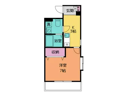 シティマンションヴィラヒロ(1K/6階)の間取り写真