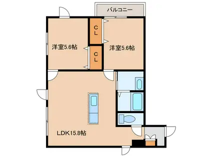 YUNO CROSS PLACEユーノクロスプレイス(2LDK/4階)の間取り写真