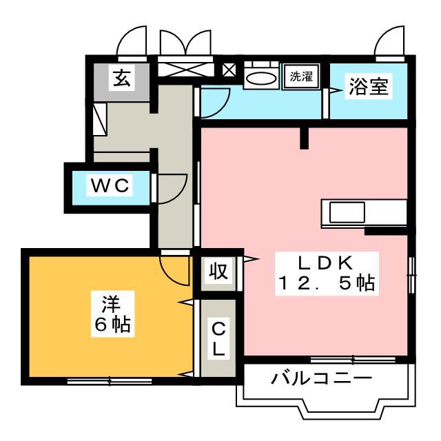 メゾンソレイユA(1LDK/1階)の間取り写真