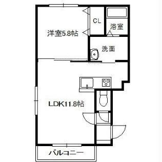 アビターレ中島(1LDK/1階)の間取り写真