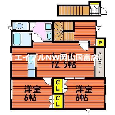 レザン ヴェルジェ B(2LDK/2階)の間取り写真