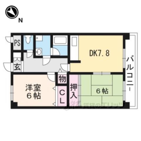 ルミエール2(2DK/2階)の間取り写真