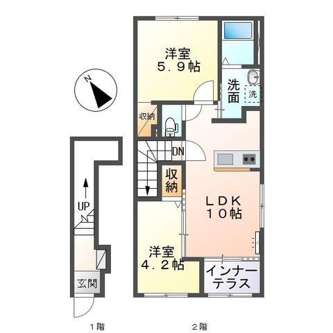 カンフォーラ(2LDK/2階)の間取り写真