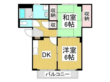 スリーピークスIII(2DK/1階)の間取り写真